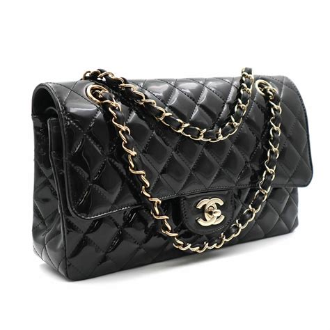 chanel black quilted patent leather bag|Chanel Black Quilted Patent Leather Small Double Flap Bag.